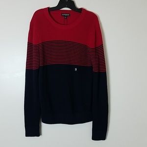 Express Men red and navy blue striped knit…